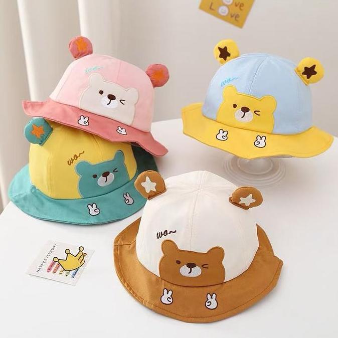 Ready 5-18 bulan Topi Baseball Bucket Anak Unisex Model Wo Wink Peace