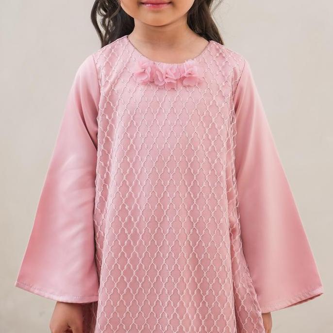 Little Glam Baju Muslim Anak Perempuan / Baju Raya Anak / Gamis Anak - Zara Dress Pink Original