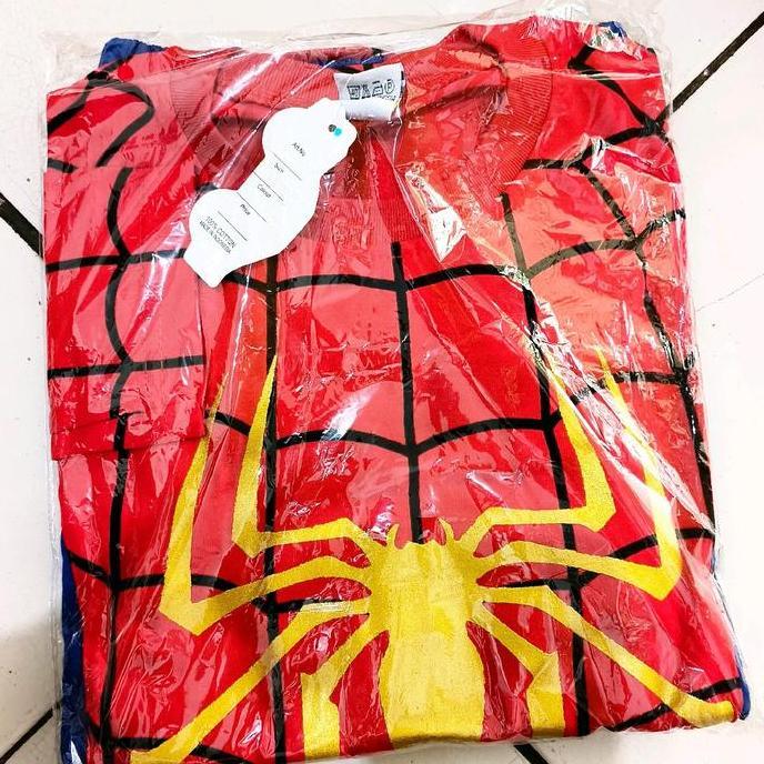 Ready BAJU ANAK KOSTUM SPIDERMAN ADA TOPENG BAHAN KAIN KATUN UNTUK UMUR 1-10 TAHUN