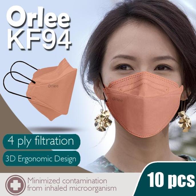EXSAMOO Masker KF94 Orlee 4ply earloop Peach Green Tea Matcha Cream isi 10