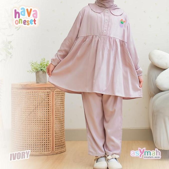Baju Daily Anak Bahan rayon Adem Hava One Set Warna Ivory Ready