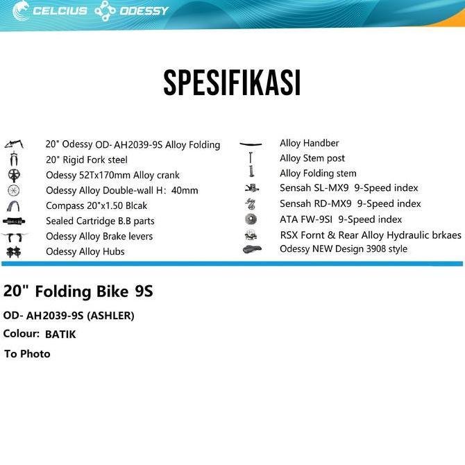 Terlaris Sepeda Lipat Odessy Ashler - 9 Speed
