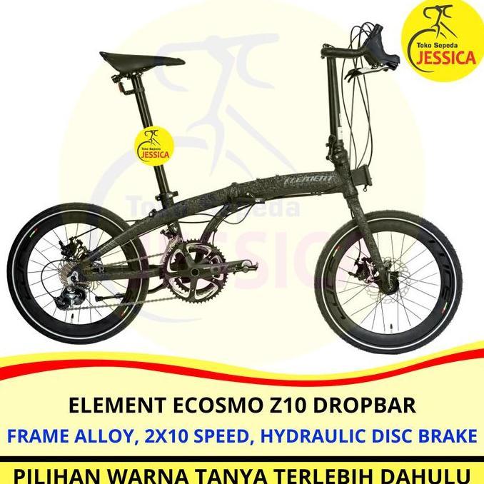 Terlaris Sepeda Lipat 20 Element Ecosmo Z10 Black Coral Dropbar