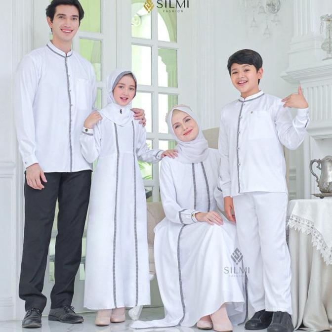 Silmi | Madani Family - Gamis Putih Elegan - Abaya Putih Umroh - Sarimbit Keluarga Couple Ready