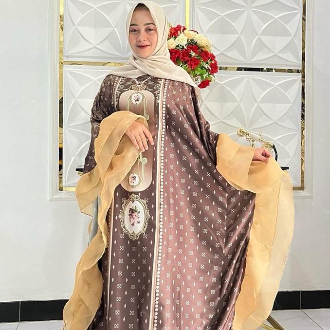 KAFTAN SULTAN PRINT MIX ORGANZA PREMIUM motif jumbo Mewah