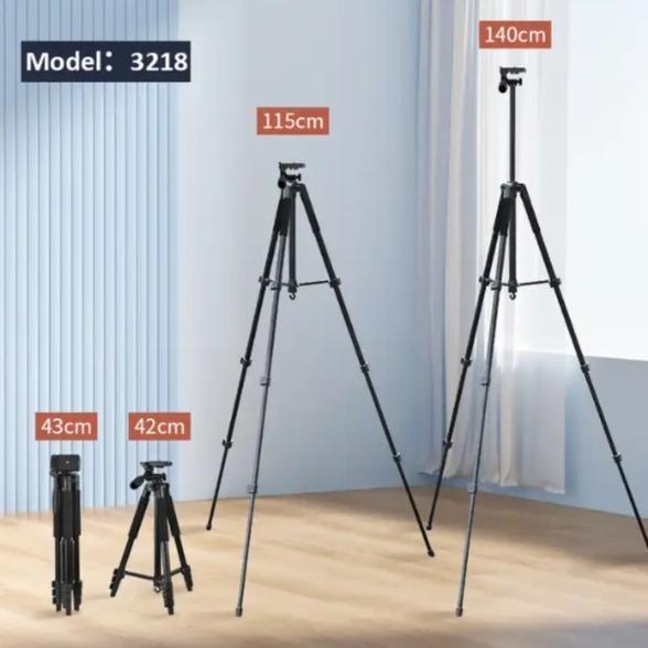 Tripod 140 cm Premium 3218 For Mirrorless DSLR Kamera HP Holder U Kaki Stabilizer 360 Derajat