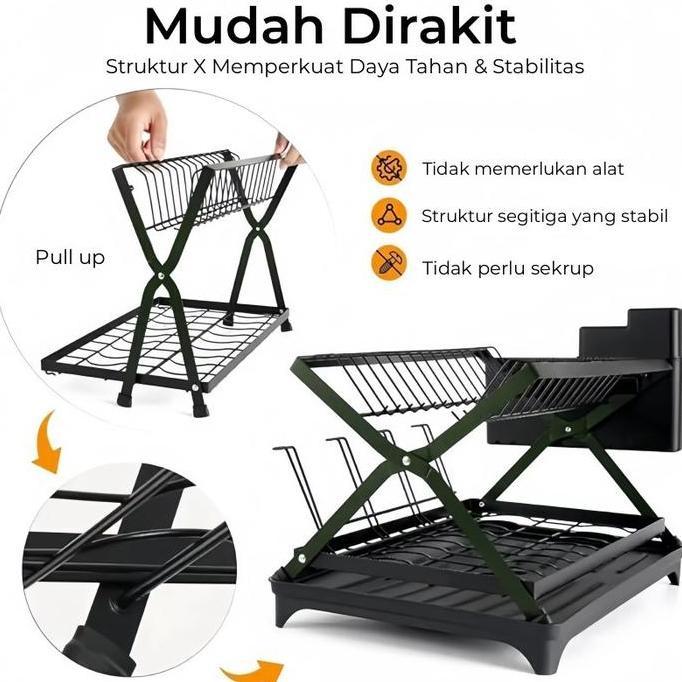 KIAMU Rak Piring Rak Dapur Dengan Aksesoris Minimalis Rak Mangkuk Serbaguna