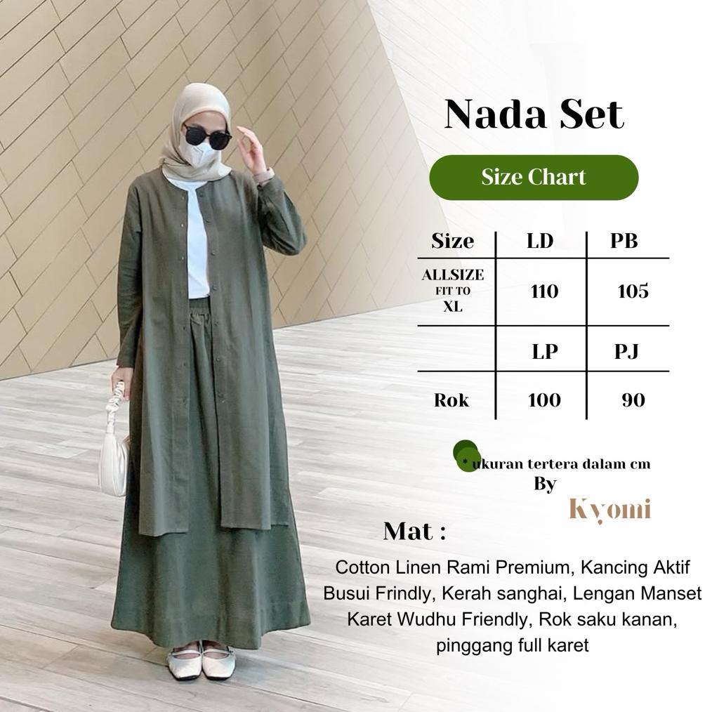Diskon Nada Set Rok Bahan Linen Rami Premium By Kyomi-One Set Rok Tunik Syari Muslimah Terbaru 2025-