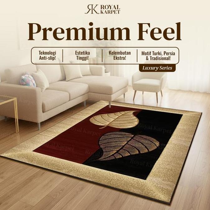 ROYAL - Karpet Eropa Premium Bahan Polyester Full Print Alas Karet Anti Slip Karpet lantai ruang tam