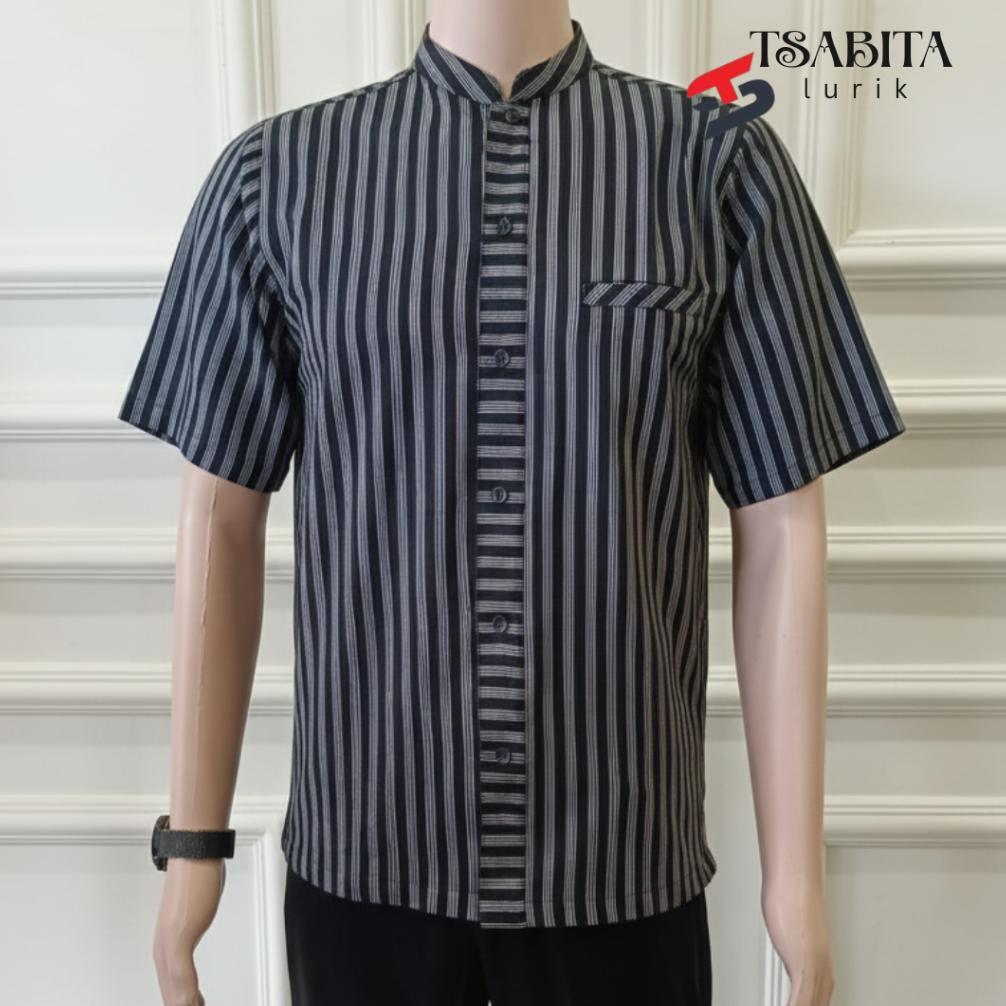 MURAH TSABITA - Kemeja Lurik Koko Pria Lengan Pendek Baju Lurik Adat Jawa Surjan Premium 2026