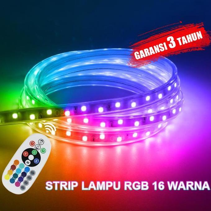 FARMUKE Strip lampu LED tahan air, strip lampu 16 warna variabel rangkaian lampu suasana RGB 10M20M3