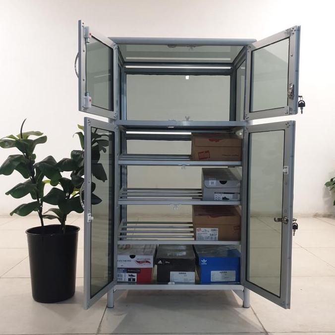 FYP TC ALUMINIUM LSH202 60X38X108 LEMARI RAK SEPATU HELM 1/4 SUSUN MUAT 2 HELM 8 SAMPAI 12 PASANG SE