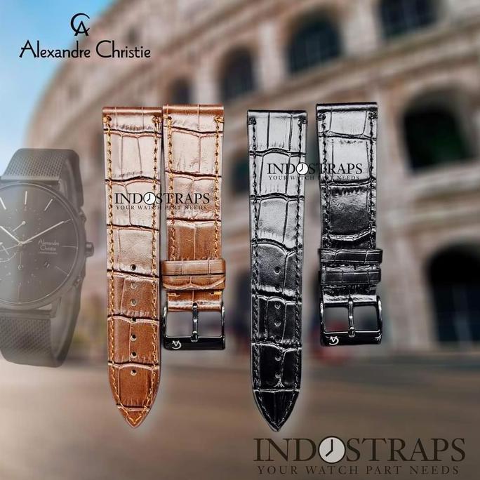 TALI JAM KULIT TIPIS AC ALEXANDRE CHRISTIE 16MM 18MM 20MM 22MM LEATHER STRAP murah