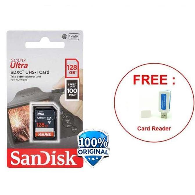 Sandisk SD Ultra - Memory Card Kamera 128GB 100MBS - Canon Nikon Sony