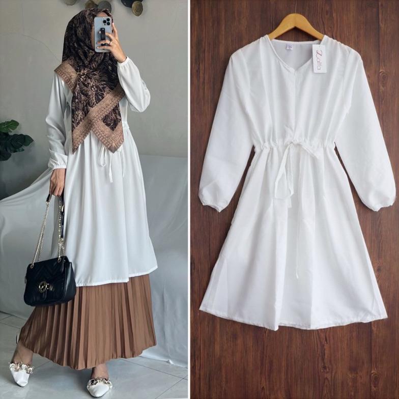 Original Tunik Basic By Zalfa Outfit / Baju Atasan Wanita Muslim Tunik Kerja Kuliah Basic Polos Wolf