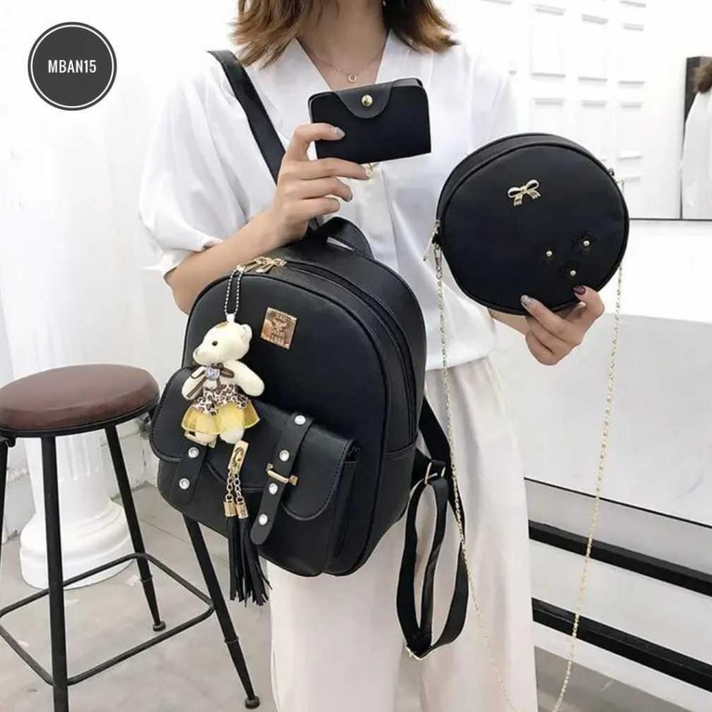 BEST SELLER LUIS TAS RANSEL 3IN1 KULIT SINTETIS GARIS-GARIS