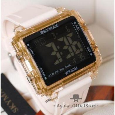 DB87 - Jam tangan wanita Skymax 2119 tali rubber kotak digital ANTI AIR