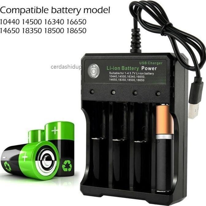 MANAZY Fast Charger Li-on charger 4 Slot USB Intelligent Battery Charger 18650 Li-ion Baterai AA / A