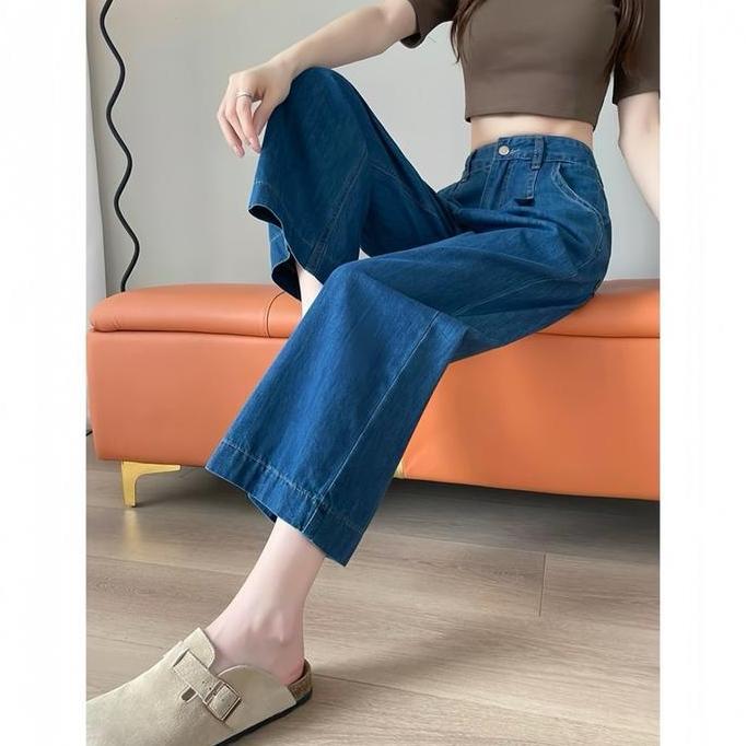 DN35 - Celana Panjang Jeans Wanita Highwaist Kulot Jeans Wide Leg Jeans Jeans Straight Jeans Bahan D