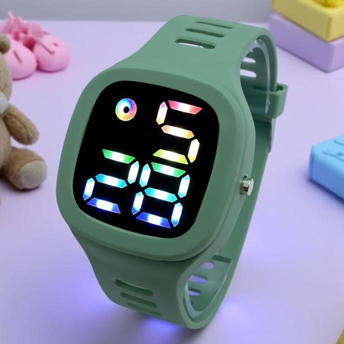 DV263 - Jam Tangan KOTAK  Digital Pria Wanita Rubber  Electronic Fashion Anak Remaja Import Premium