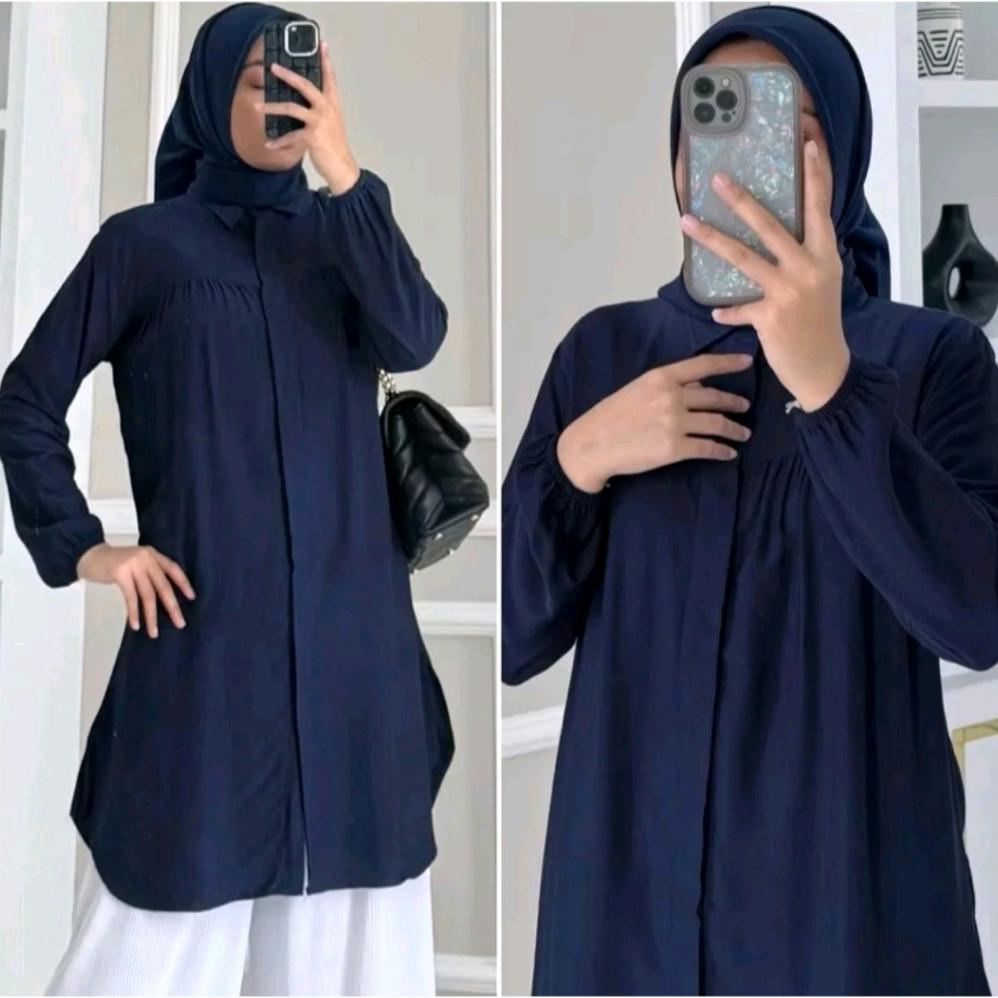 LIMITED Adilla Tunik Wanita Rayon Twill Adem Nyaman Dada Kerut BY ORTEGA KEKINIAN