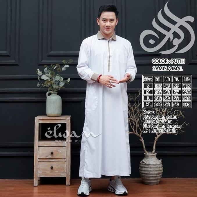 Super Murah, Jubah Ajmal Spoon Poliester Busana Muslim Model Modern Dewasa - Pria, Jubah Panjang, Re