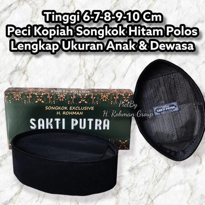 songkok pria pendek tinggi 6 7 8 9 10 lengkap ukuran anak dan dewasa Hitam Motif Muslim Peci Termura