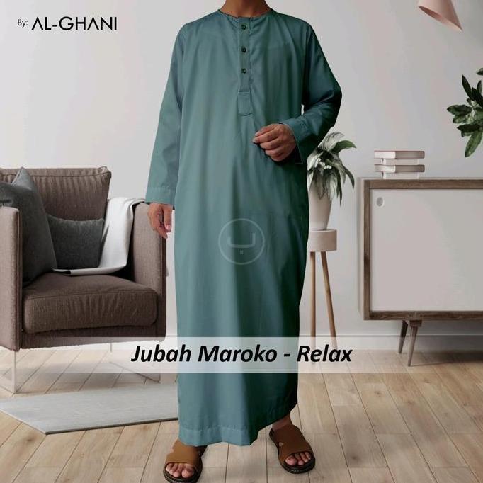 Jual, Jubah Maroko, Jubah Muslim Pria Dewasa  Kerah Oblong Tangan Panjang , Gamis Pria Bahan Katun P