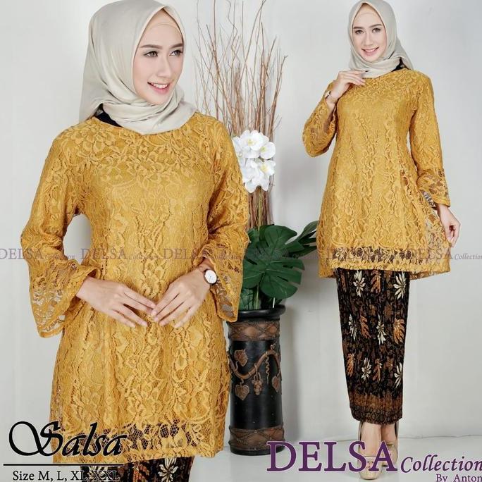 DB214 >> Setelan kebaya brukat tunik tile / Kebaya tunik brukat tile terbaru 2023 / atasan Kebaya Br
