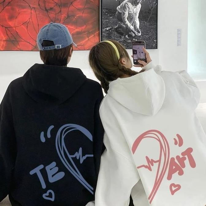 DF326 >> Switer couple LOVE cewe cowo / sweater couple love art pria wanita hoodie couple love keren