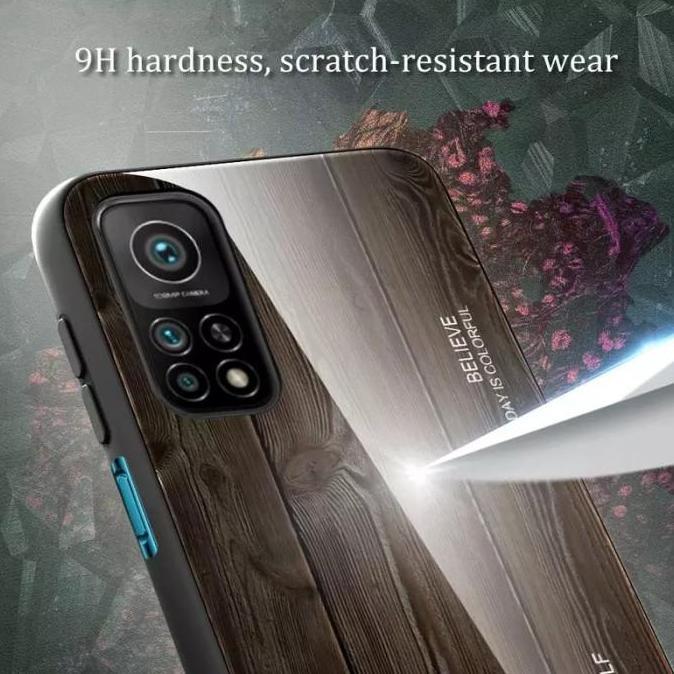 Woodgrain Glass Case Xiaomi Mi 10T Mi10T Pro Mi10TPro Cover Casing HP