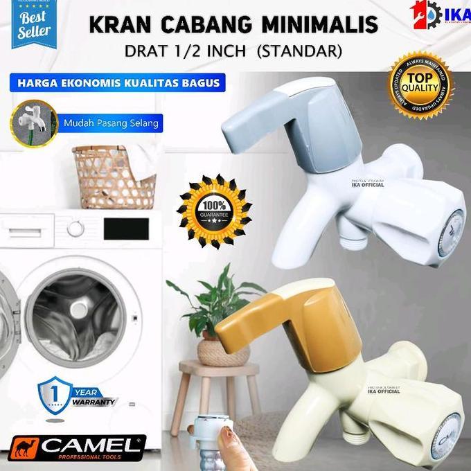 Terlaris - Keran Cabang CAMEL Shower ABS Kran Air Double Plastik Kamar Mandi Toilet WC 1/2 Inc Termu