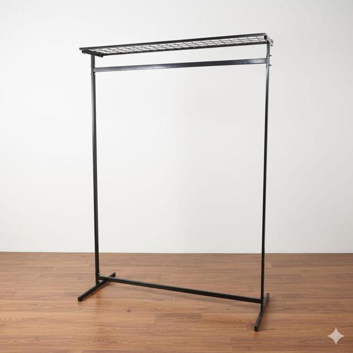 Gawang Baju Pipa Kotak Hitam Rak Etalase + Ram Gantungan Baju-BH