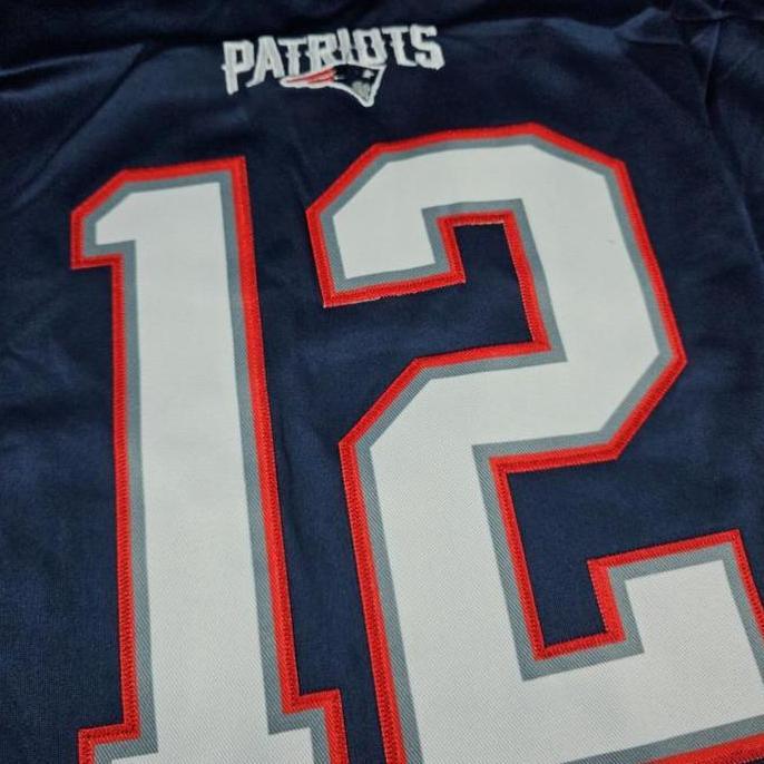 NEW BORDIR Baju Jersey American Football Rugby Tom Brady Patriots Navy