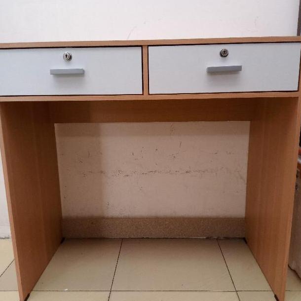 MEJA KERJA PUTIH / MEJA KIOS 2 LACI / ADA KUNCI