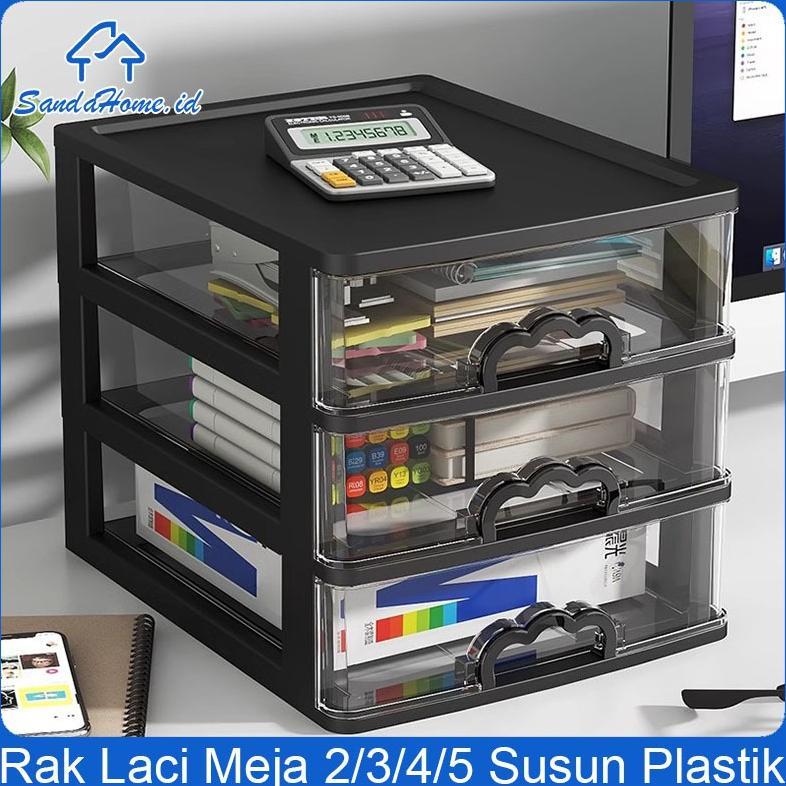 [YUHUUU] Rak Laci Meja 4 Susun Plastik Rak Desk Organizer Besar Laci Container Kertas A4 Rak Meja Pe