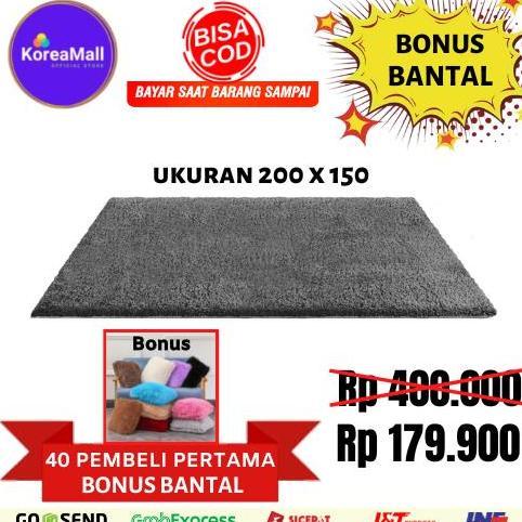 Karpet bulu KOREA IMPORT 200x150 + bantal rasfur surpet kasur TERMURAH