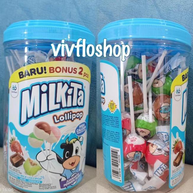 Permen Milkita Lollipop Kemasan Toples