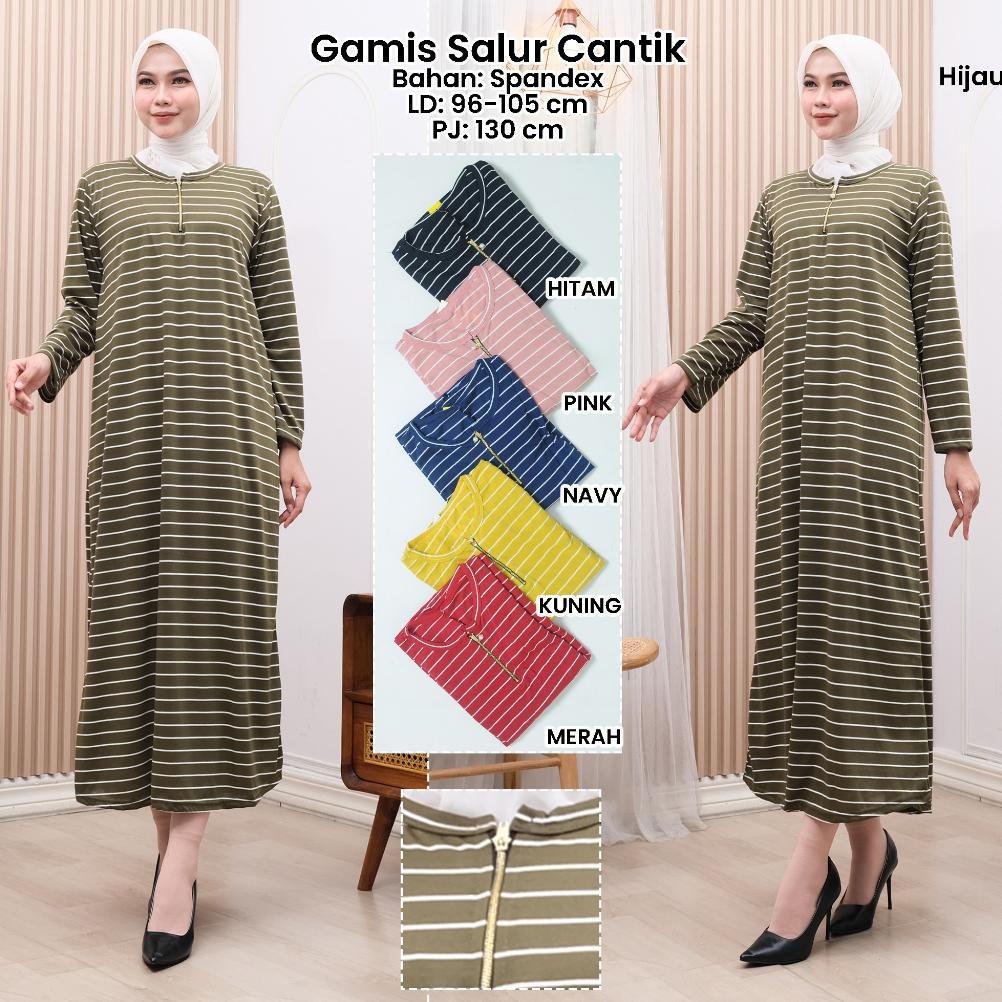 Gamis Busui Salur Cantik ( Real Pic ) Gamis Sleting Mutiara Matt Spandek Tebal Size XL Maks BB 70kg 