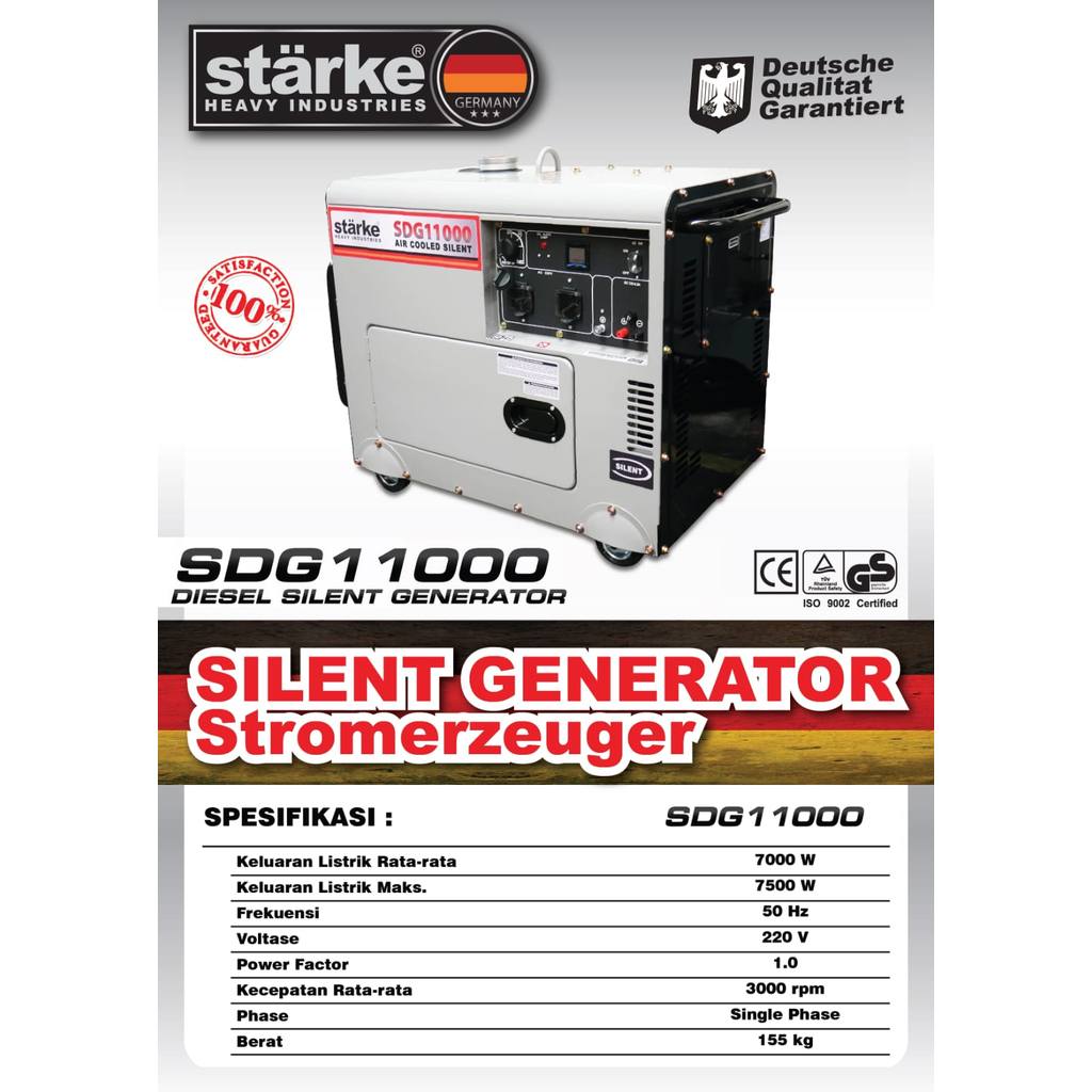 Genset Diesel Starke SDG 11000 Silent Type - Generator Solar 7500-8000 Watt