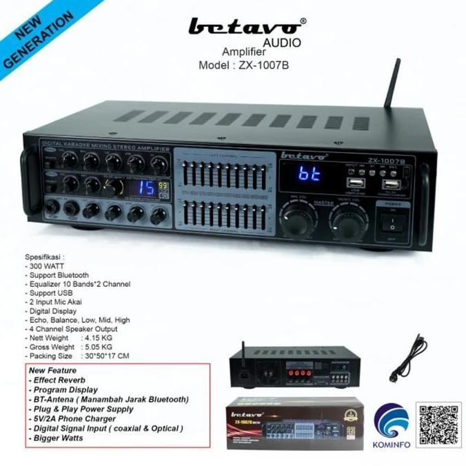 Amplifier Betavo Zx 1007B Original Amplifier Bluetooh Usb  Betavo Restock