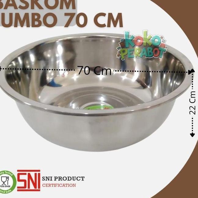 Baskom Jumbo Stainless Anti Karat 70 Cm Koo Baskom Stainless