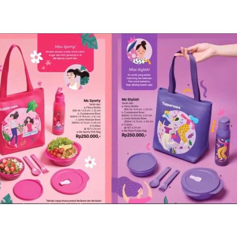 Ms Sporty Stylish Lunch Set / Bekal Makan Tupperware Original Termurah