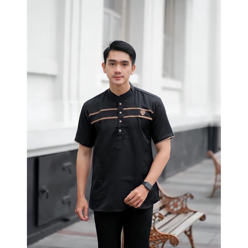 Grade Ori Baju Koko Kurta Lengan Pendek Baju Koko Fashion Muslim Pria Dewasa Terbaru Bahan Toyobo