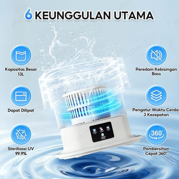 barkahcell44 - alltou mesin cuci mini portable 13l otomatis mesin pengering pakaian sterilisasi caha