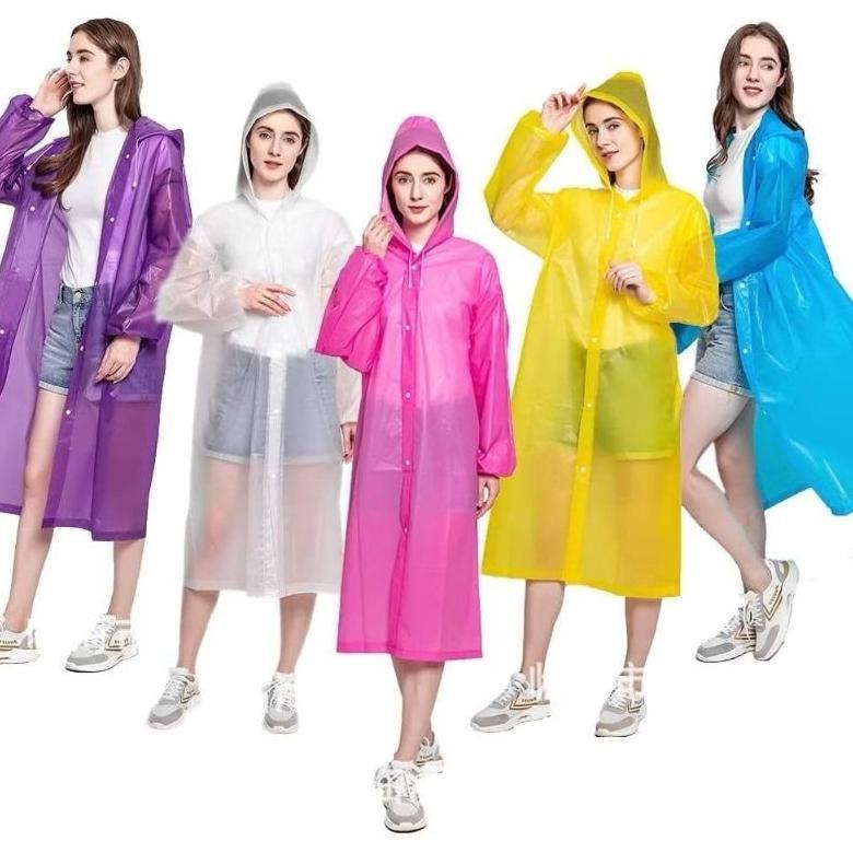 HOT DEALS JAS HUJAN EVA MOUSON PONCO PLASTIK LENGAN PANJANG BERTUDUNG HOODIE TERUSAN KANCING MODIS U