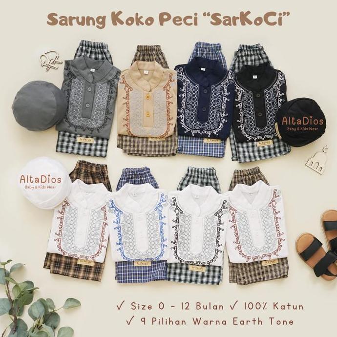 [Altadiosbaby] Kado AR RASYID Setelan Sarung + Baju Koko + Peci Bayi Premium | Set SARKOCI Pakaian A