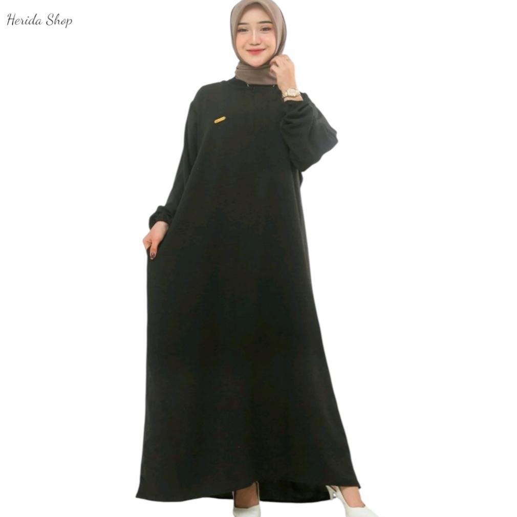 Diskont Gamis Polos Muslimah Bahan Crinkle Airflow Ld 130Cm