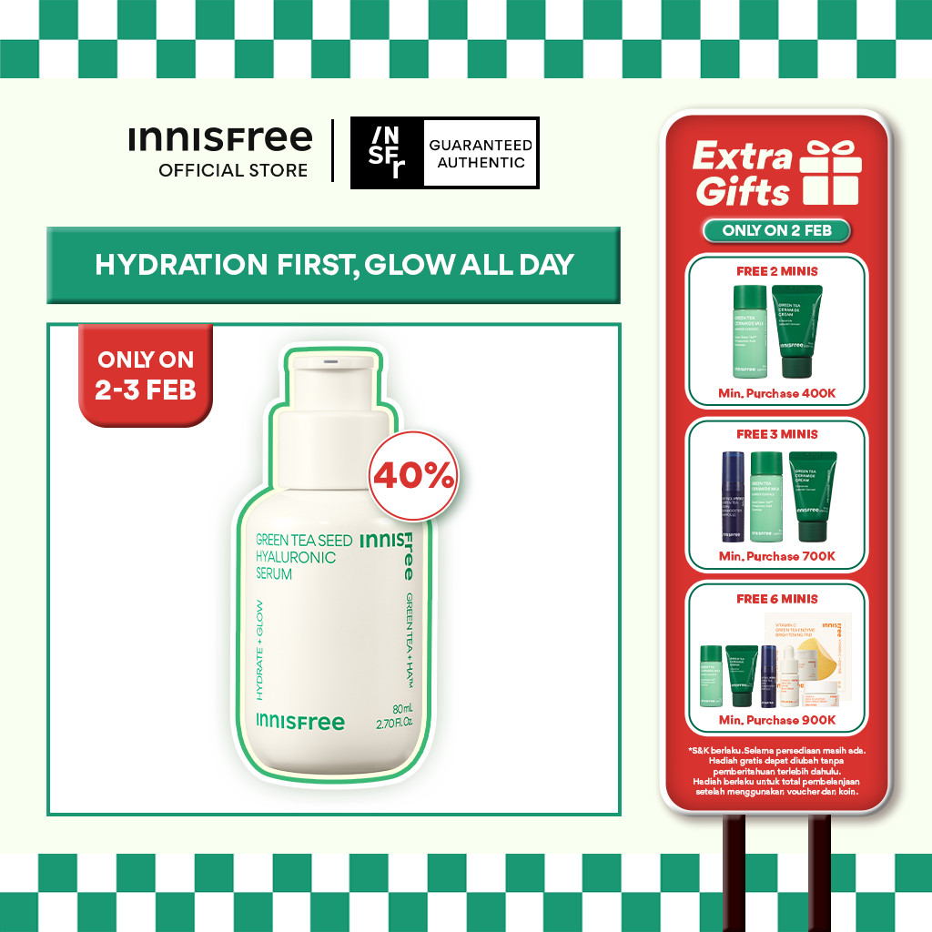 Innisfree Green Tea Seed Hyaluronic Serum / Serum untuk Kulit Glowing