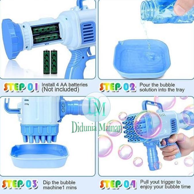 Promo Mainan Anak Bubble Gun Bazooka Tembakan Gelembung Sabun Rocket Machine Cod